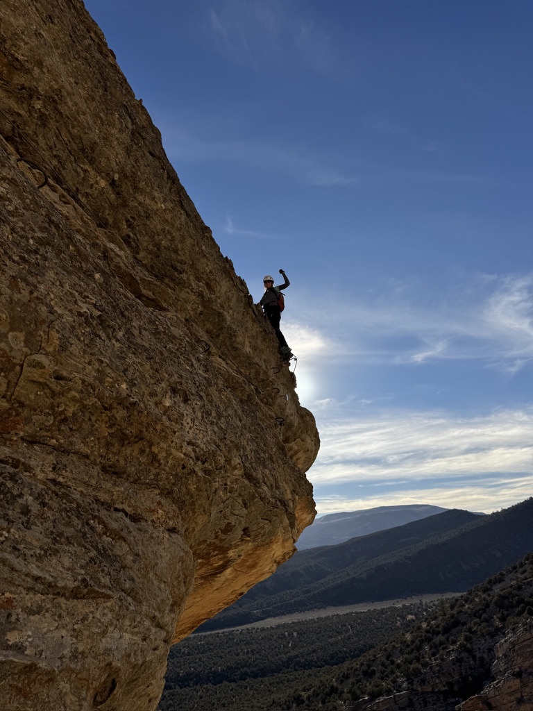 Cindy Jennings climbing a via ferrata route